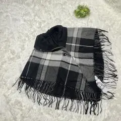 新品✨SHOO・LA・RUE シューラルー リバーシブル 衿ギャザーポンチョ 黒