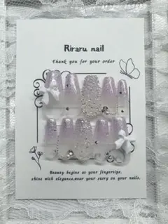 【現品】ネイルチップ ガーリー 韓国系 キラキラ ラメ パープル ナチュラル