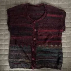 マルチカラーニットベスト ボタン付き
