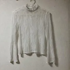 EATME/イートミー 総レース スタンドカラーブラウス ホワイト Mエレガント