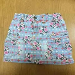 デニムスカート 花柄 子供90