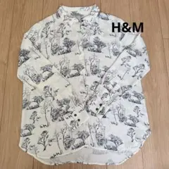 H&M 長袖シャツ 白黒 木・動物柄 カジュアルシャツのサムネイル