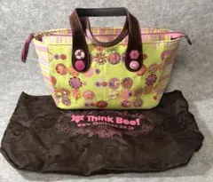 【3290】Think Bee! シンクビー！ ハンドバッグ 黄緑 ボタン