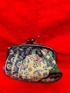 牛革親子財布 がま口 花柄プリント