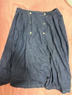 ボタン付　デニムロングスカート　4XL ウエスト後ろゴム