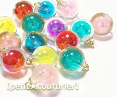 No.6627　まんまるガラスのチャーム　１０個セット　オーロラカラー　６色