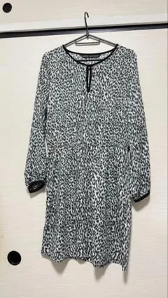【美品】ZARA BASIC アニマル柄（レオパード）長袖ワンピース Mサイズのサムネイル