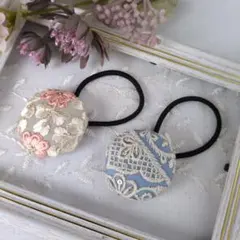 370✾︎ ハンドメイド ヘアゴム2個セット 22㎜くるみボタン - メルカリ
