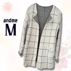 andme アンドミー グラフチェック柄 ニット コート アウター 韓国 M