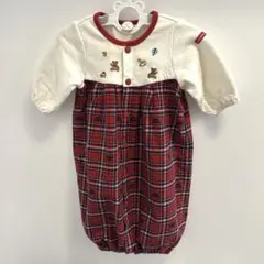 【クリーニング済】ミキハウスベビー　ツーウェイオール　50 60 新生児　赤