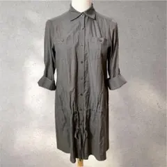 【ELLE】38/チュニックシャツ/モカ/ドロスト/ロールアップ袖/日本製/長袖のサムネイル