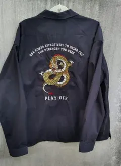 【美品】 長袖シャツ　背中胸刺繍入り　 XLサイズ　ブラック　黒　ワークシャツ