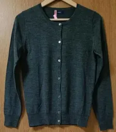 NIMESニームダークグレー ウールニットカーディガン