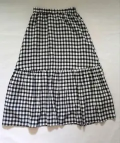 サマンサモスモス リネン混 ロングスカート ティアードスカート ギンガムチェック