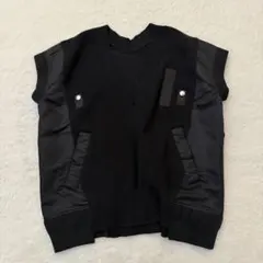 美品　sacai サカイ ma-1 ナイロン ドッキング ニット ベスト 黒 1 2026年最新】sacai ニット ma-1の人気アイテム - メルカリ