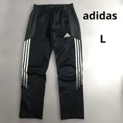 adidas　ジャージ　トラックパンツ　サイドライン　ブラック×ホワイト　L