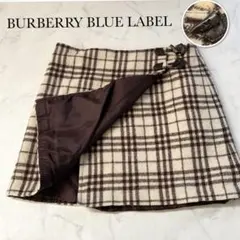 バーバリーブルーレーベル 巻きスカート ノバチェック トグル 38 日本製