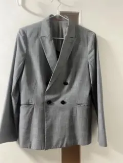 グレー チェック柄 ダブルブレストジャケット