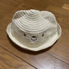 クマの顔デザイン ベビー帽子 46cm ゴム付き