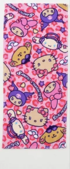 キティちゃん フェイス柄 ヒョウ柄 ピンク フェイスタオル レオパード