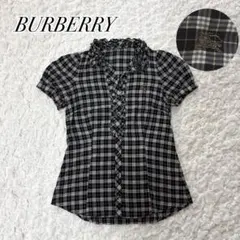 BURBERRY バーバリー チェック フリル 半袖 ブラウス ブラック