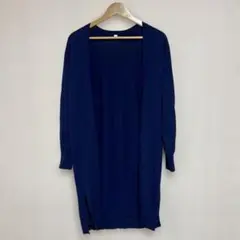 ロングカーディガン ネイビー M 長袖