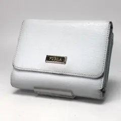 1410 FURLA フルラ ライトブルー系 ラウンドファスナー 三つ折り財布