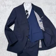 ザスーツカンパニー 3ピース レダ REDA ネイビー ストライプ 背抜き