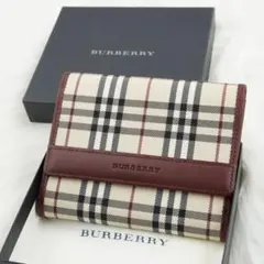 未使用品　箱付き　BURBERRY LONDON 折り財布　ノバチェック　レッド