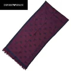 EMPORIO ARMANI ネイビー ウール ロゴ マフラー