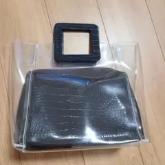 クリアプラスチック クロコダイル調トートバッグ