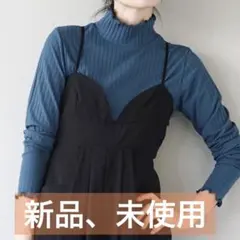 リブカットソー 長袖 タートルネック 青 M　zootie（ズーティー）