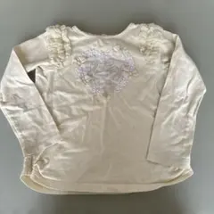メゾピアノ　長袖カットソー ハート刺繍 クリーム色