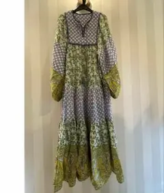 SLOBE IENA インドパネルプリントドッキングワンピース