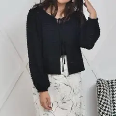 RETRO GIRL ems excite Wリボンフリルカーデ ブラック