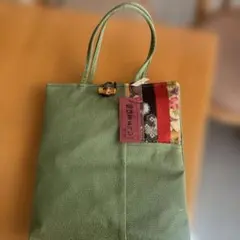 和風デザイン グリーントートバッグ