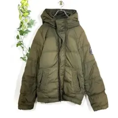 アバクロンビー&フィッチ ダウンジャケット(M)カーキ 防寒 ジップアップ▼
