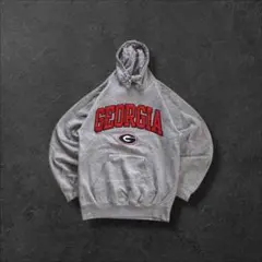 Georgiaカレッジチームロゴ古着スウェットフードプルオーバーグレー/R509