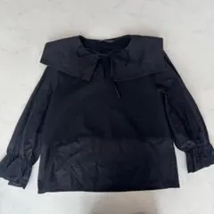 ZARA ブラウス ビッグカラー 黒 M（C239）