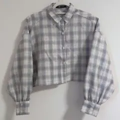 【未使用】レディース シャツ チェック柄 クロップドシャツ ブラウス
