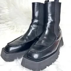 ✨大人気✨【ジーナシス】サイドゴアブーツ モカシン 厚底 L 24相当 黒