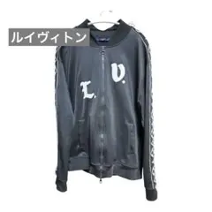 美品 ルイヴィトン ジャージ ジャケット コットン ブラック ロゴ 服 XL 美品 ルイヴィトン ジャージ ジャケット コットン ブラック ロゴ 服 XL