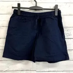 UNIQLO✨ハーフパンツ【M】ストライプ　ゴムウエスト　ドローコード　ネイビー