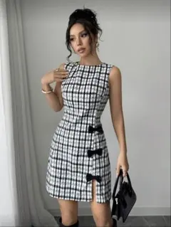 SHEIN チェック柄ノースリーブワンピ