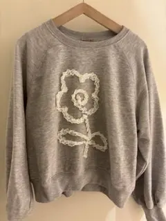 SM2 グレー 花刺繍 トレーナー