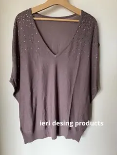 Ieri design products パープル・ラインストーンニットベスト