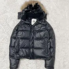 RUSS・K ラスケー　ファー付き黒ダウンジャケット　ロゴ入り　y2k お兄系