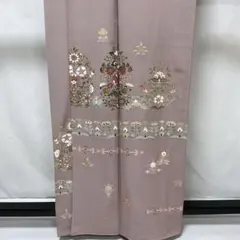 b501 正絹　袷　訪問着　一つ紋　唐花　金箔　ラメ　作家物落款　極美品　着物