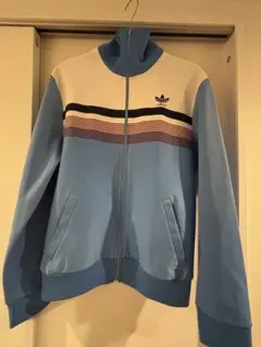 adidas ストライプジャージ M 水色