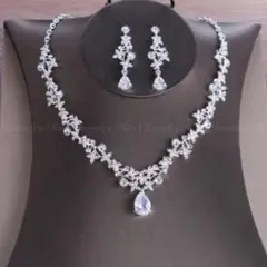 高品質ジルコニアネックレスイヤリング/ピアス結婚式ウェディングパーティーe